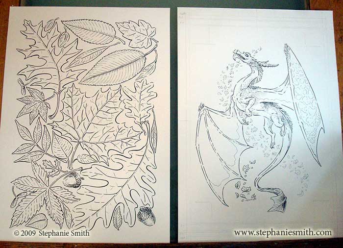 Dragon of Autumn  original ink drawings