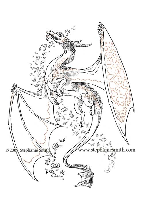 Dragon of Autumn  ink drawing scan