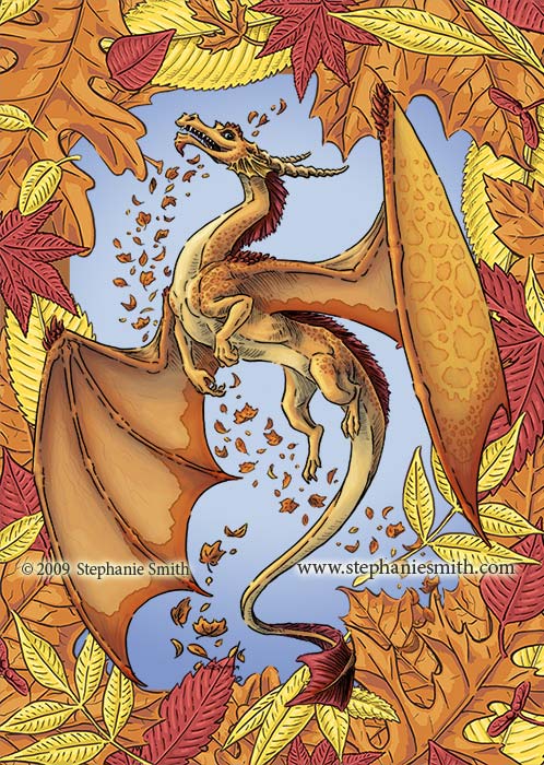 Dragon of Autumn  leaf frame